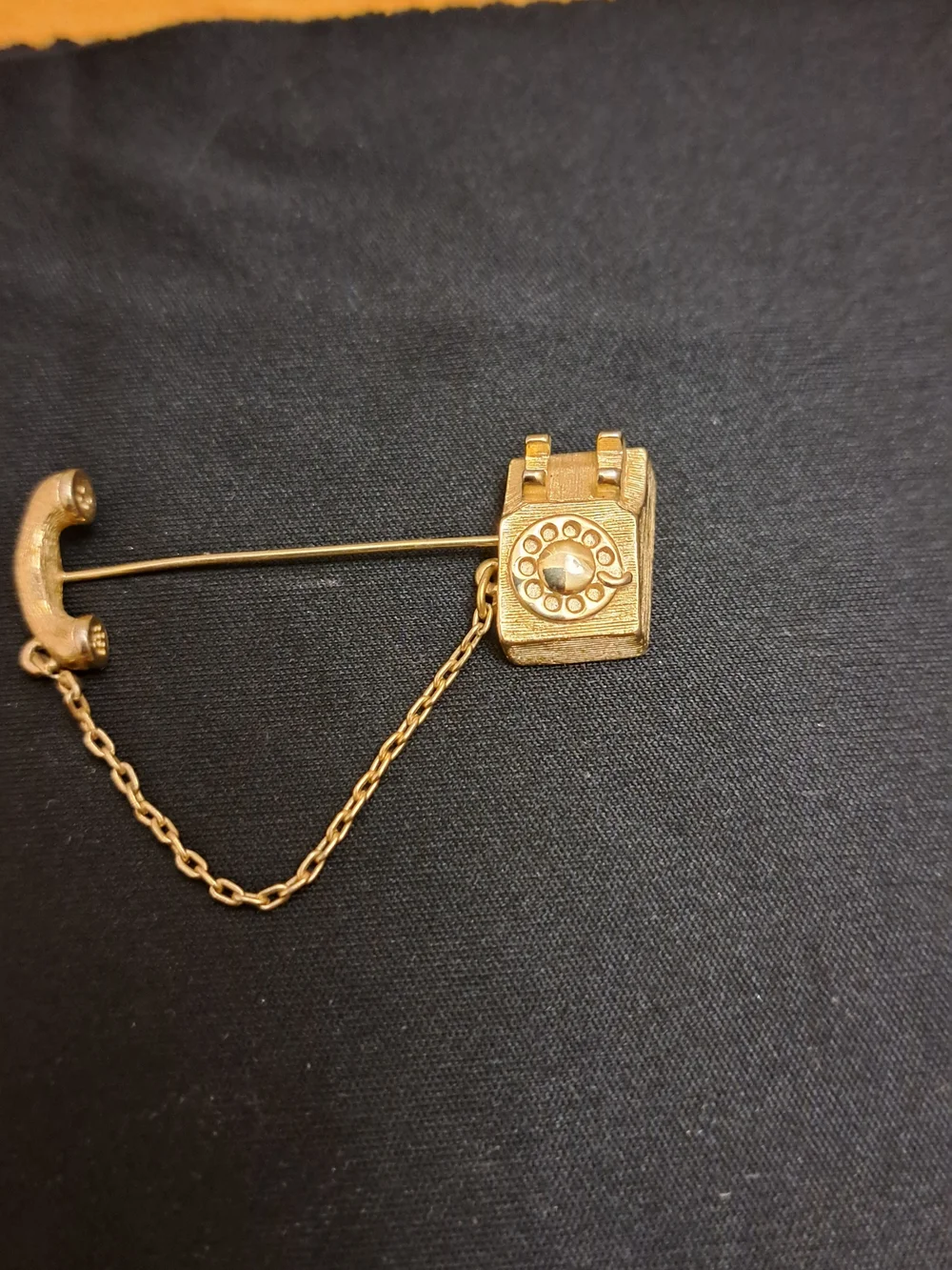 Avon Gold and Silver Novelty Brooch Set - Teapot, Telephone, Dog